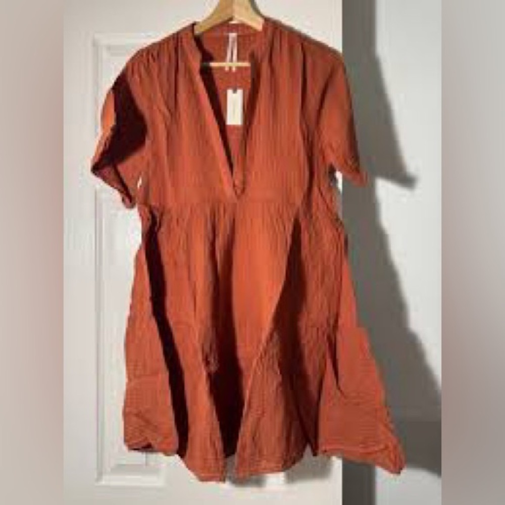 NWT! Anthropologie Orange Rust Kallie Flowy Tunic Dress 🔖 - Picture 4 of 5